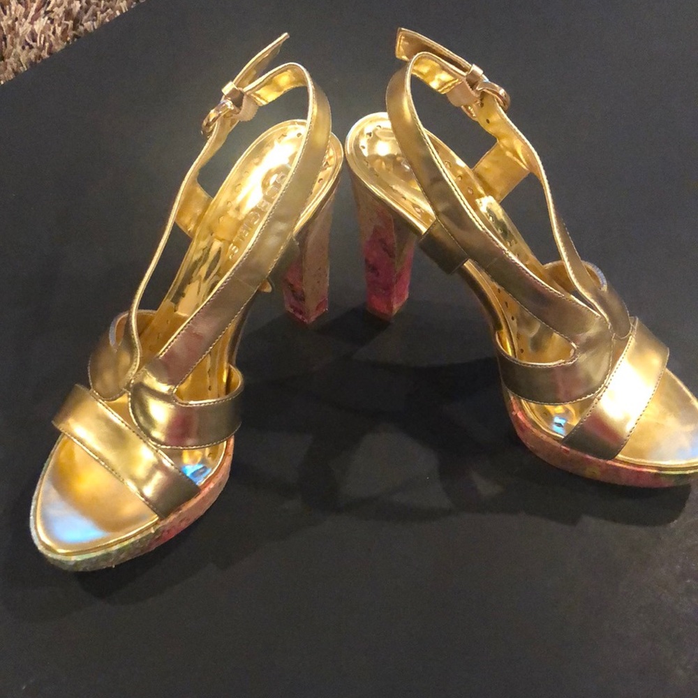 Gold 4” platform heels
